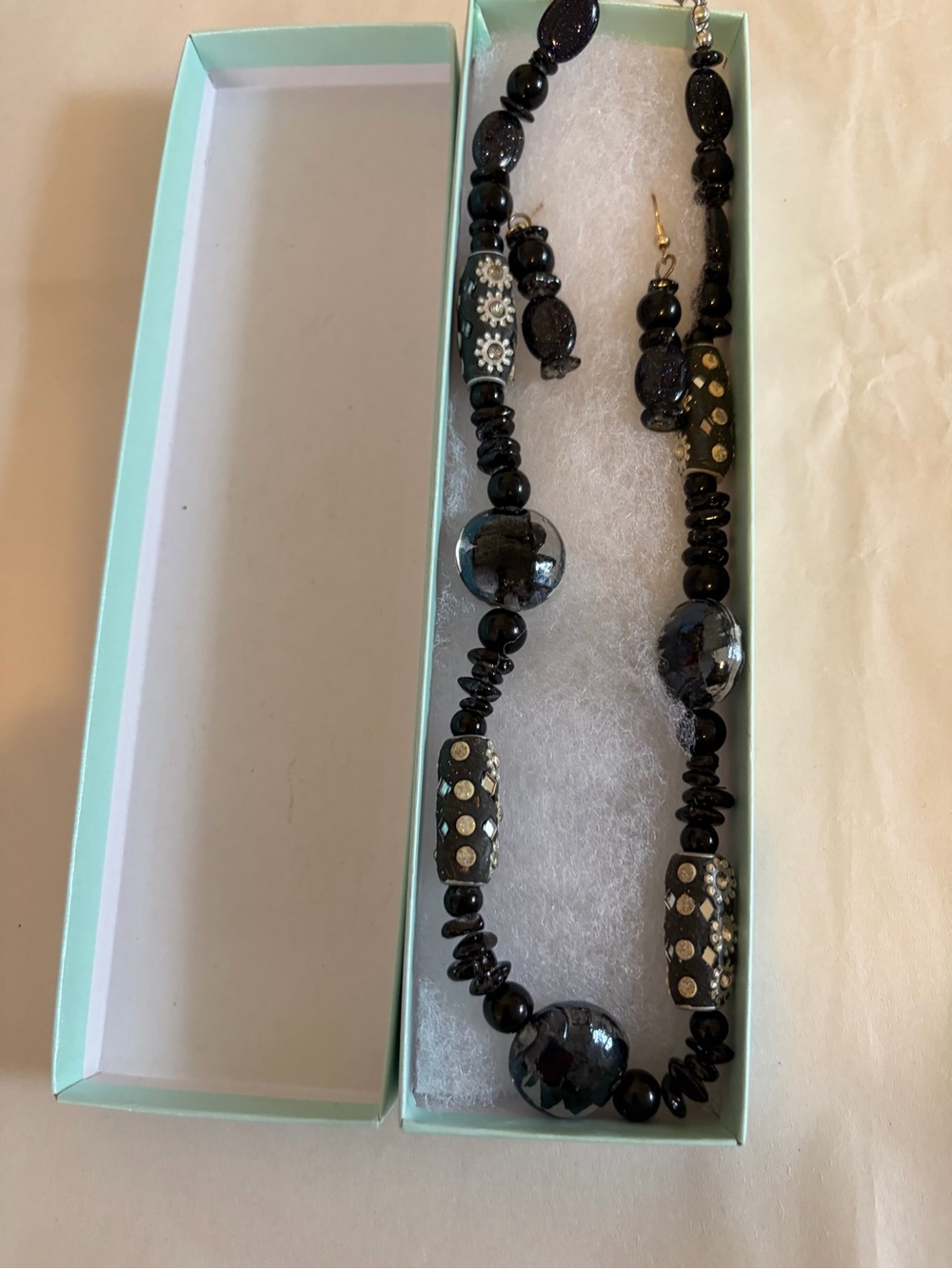 Women’s Black beads Costume Jewelry, Necklace and Earrings
